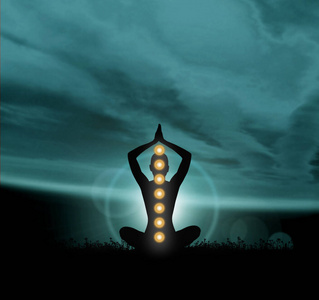 轮廓的和尚打坐在荷花的立场照片