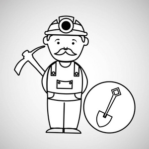 煤矿工人鹤嘴锄铲工业工人使用铲和工具, 建筑外墙砖