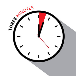 三时钟三分钟时钟.倒计时秒表.孤立在白色背景上的向量钟面照片