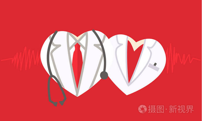 医生图标上红色的医学背景