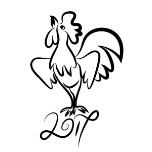 公鸡的黑色线条艺术素描的公鸡图片
