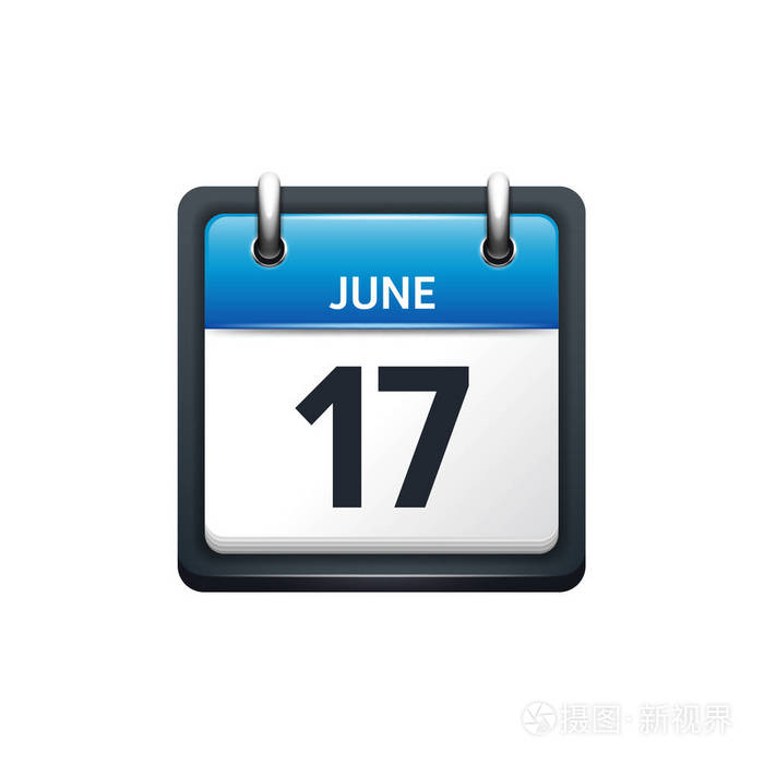 6 月17 日 日历图标 矢量图 平面样式 月份 和日期 Sunday Monday Tuesday Wednesday Thu插画 正版商用图片1r7ya8 摄图新视界