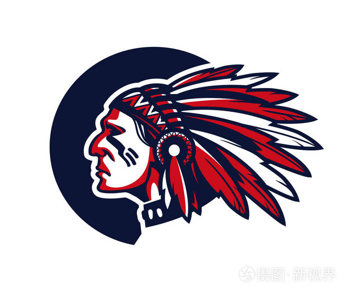 脸上的印第安酋长矢量图