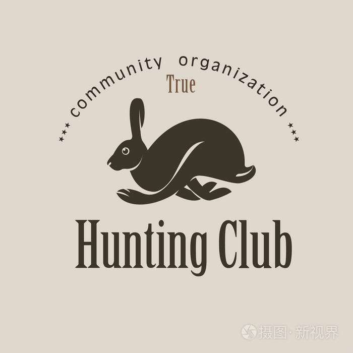 兔子兔子一个狩猎俱乐部矢量标志象征