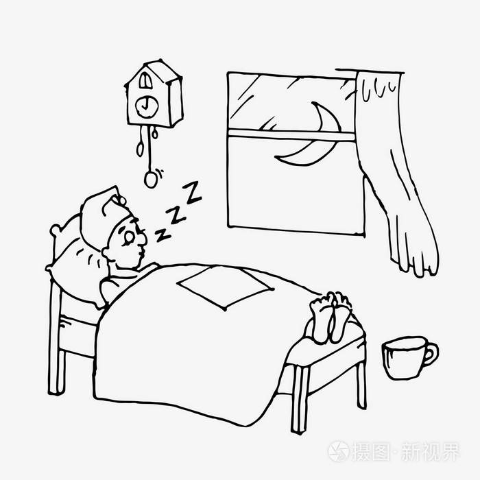 男人在家里睡觉插画-正版商用图片1r8jby-摄图新视界
