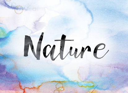 自然彩色水彩和水墨艺术字图片