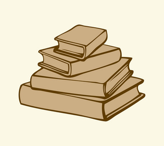 矢量单色素描.一摞书照片