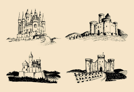手绘古代城堡集照片