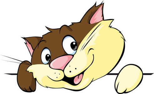 可爱的棕色猫咪偷看矢量图插画