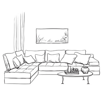 手画的房间内部草绘照片