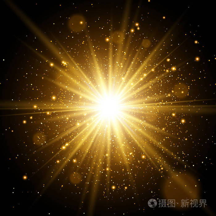 插画 光的效果.闪闪发光的星爆.金色亮片纹理.eps