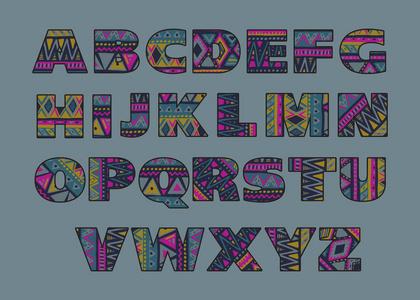 向量组的华丽民族图案抽象的大写字母照片