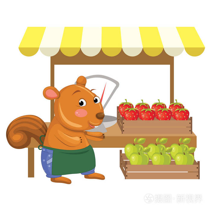 矢量图的卡通水果松鼠