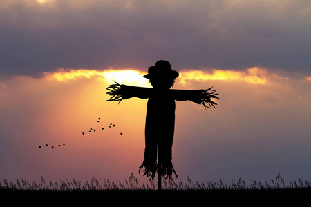 稻草人剪影图片