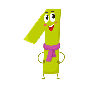 生日派对搞笑卡通矢量插图平面设计可爱又搞笑多彩 0 数字字符,生日