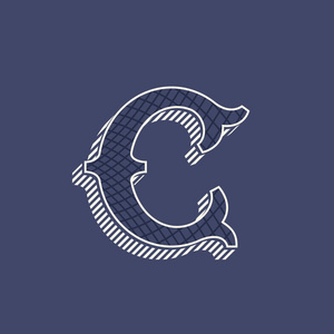 c 字母图案复古钱风格,线条图案照片