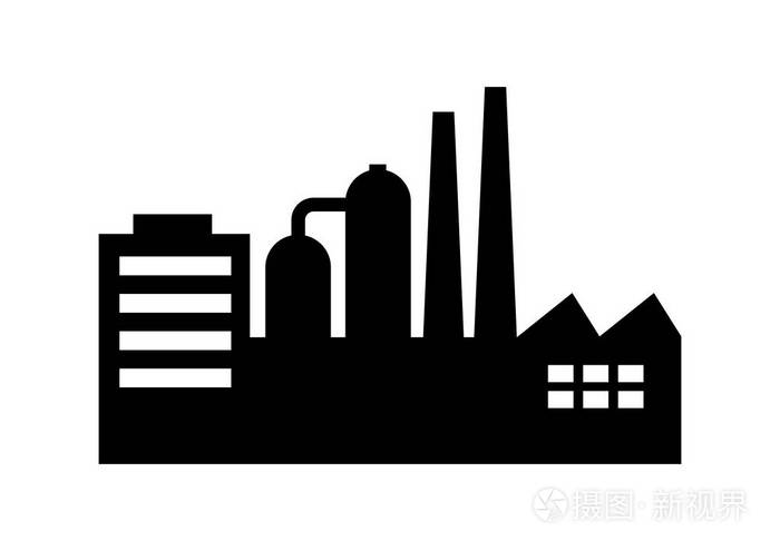 白色背景上的工厂矢量图标