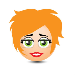 女人微笑短头发戴眼镜的女孩矢量图