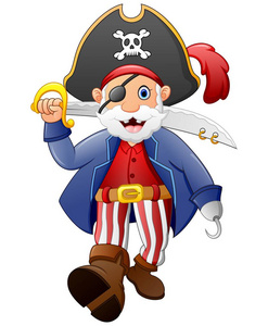 卡通海盗拿着一把剑照片