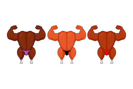 鸡先生驾车烤的鸡的健美运动员.炒土耳其健身模式.上的讲话照片