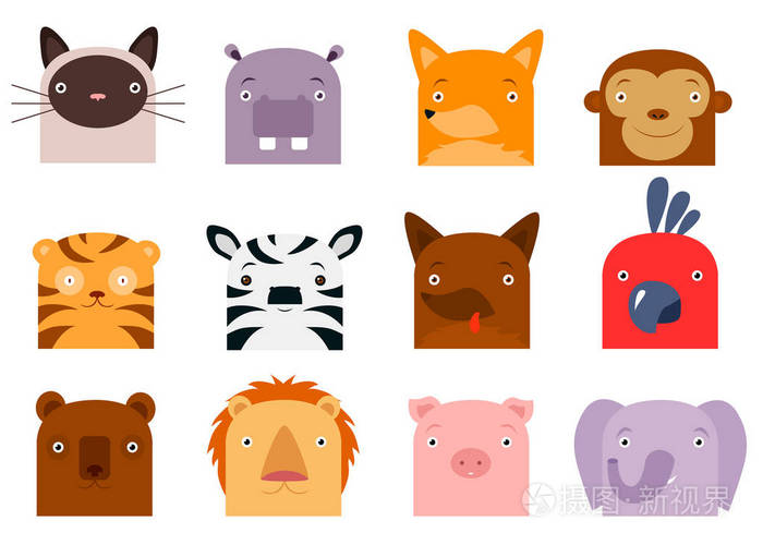 平面样式动物头像插画-正版商用图片1rb1ii-摄图新视界