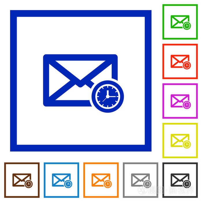 排队的邮件平面框架的图标