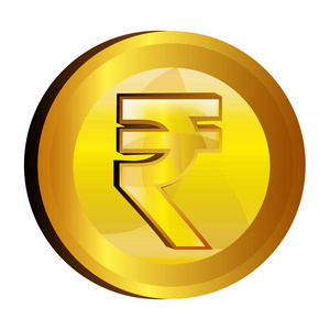 卢比钱黄金图标插画