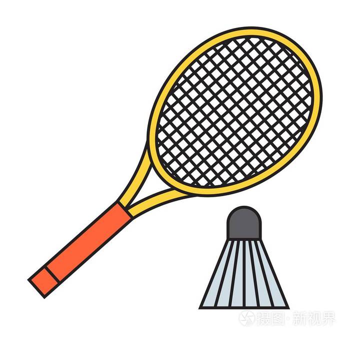 羽毛球拍和羽毛球两个矢量