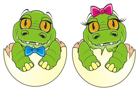 两个宝贝在鸡蛋上的鳄鱼照片