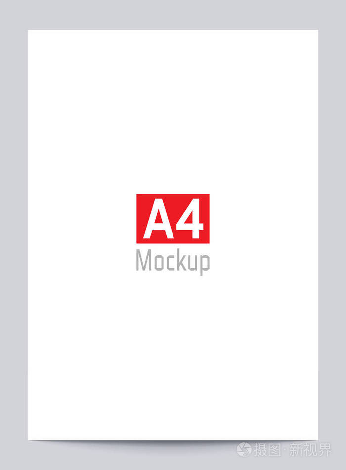 样机张空白的纸页a4大小的影子矢量传单a4模拟孤立的灰色背景材料设计