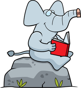 卡通大象阅读图片