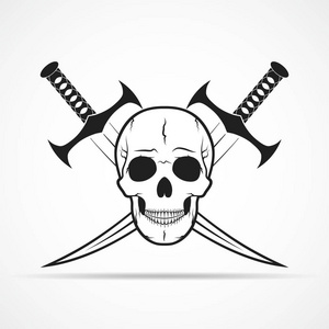 骨头剑头骨和两把利剑.矢量图照片