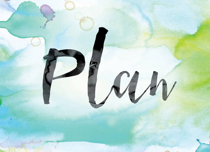 计划多彩水彩和水墨艺术字照片