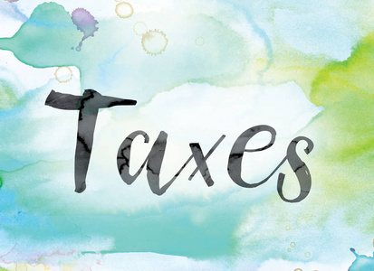 税收多彩水彩和水墨艺术字图片