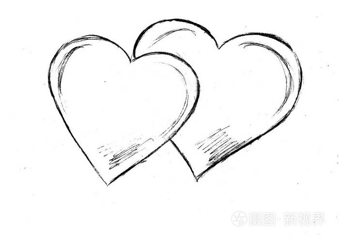 在白色背景上的两颗心