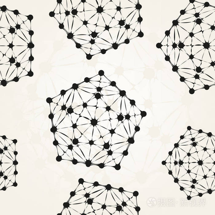 抽象的创意概念矢量图案背景的点线相连的几何形状.