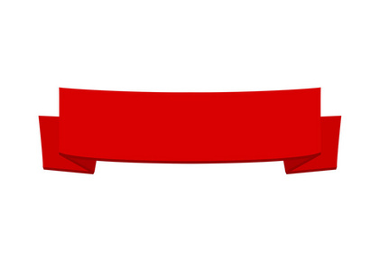 快乐的新年和圣诞红空丝带或横幅模板问候文本的空间简单和平板上白色