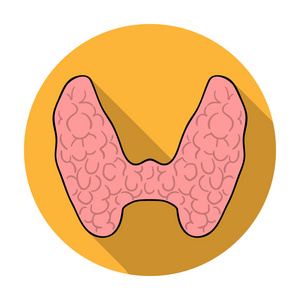 人类甲状腺中孤立的白色背景上的平面样式的图标.