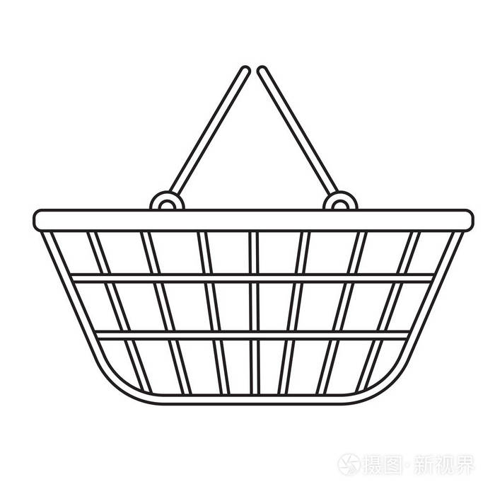 插画 购物篮图标,现代化的生产线,素描,涂鸦风格.