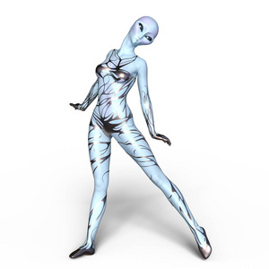 一个女外星人 3d cg 渲染插画