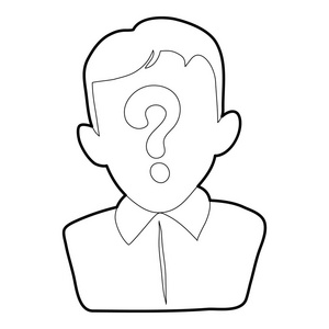 男人问号图标,大纲样式插画