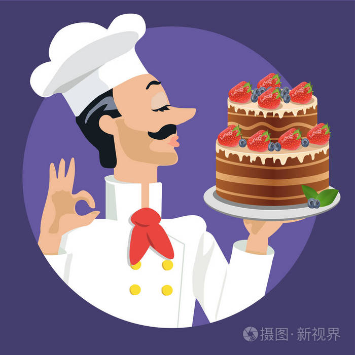 草莓和蓝莓蛋糕厨师