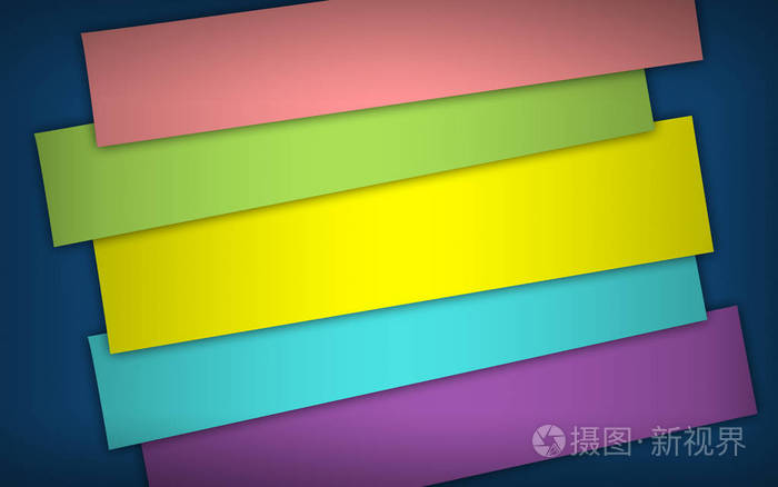 蓝底带深角彩纸条抽象图像