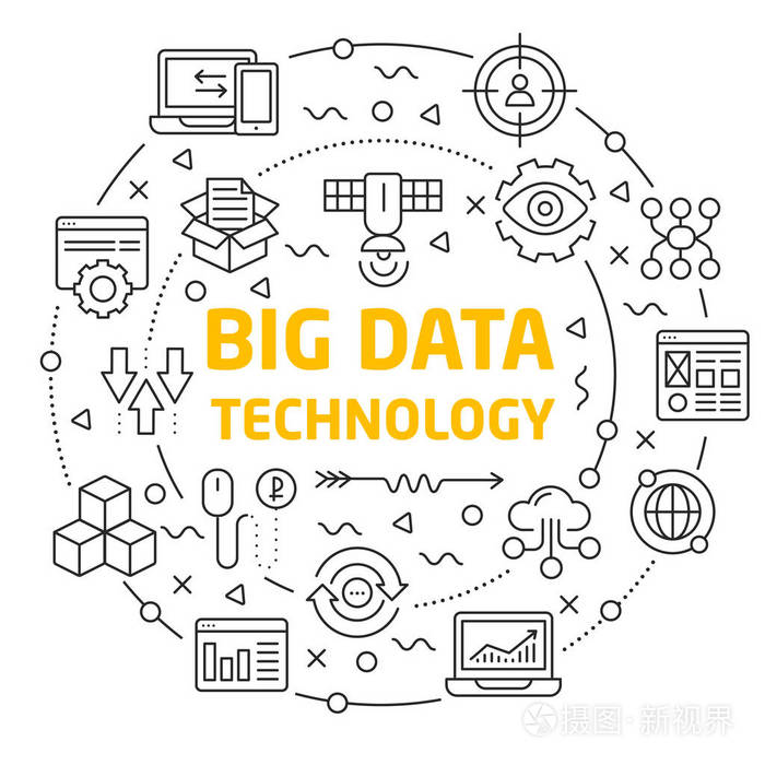 矢量线图标图大数据插画-正版商用图片1rdian-摄图新视界