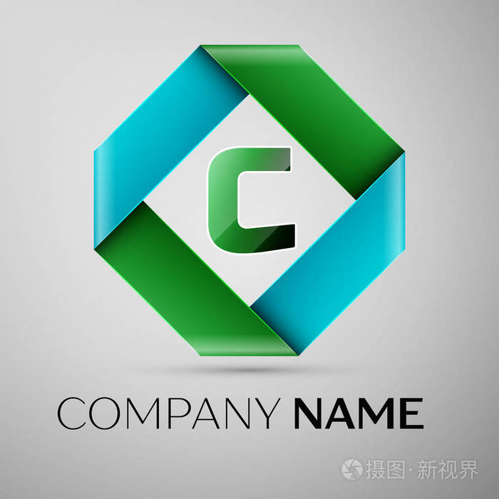 字母c 矢量标志符号在多彩的菱形.您设计的矢量模板