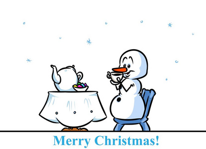 圣诞雪人字符茶卡通图片