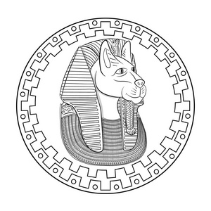 法老的母狮头在边境民族.zentangle照片