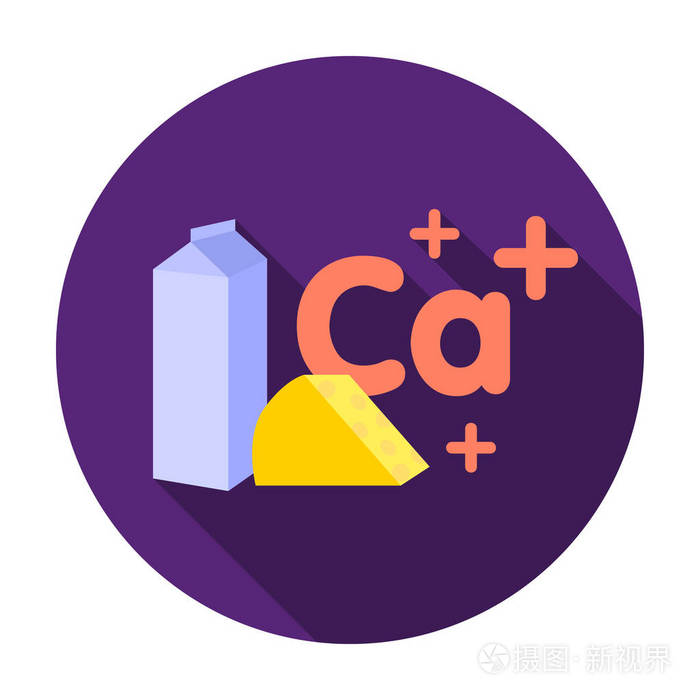 在白色背景上孤立的平面样式中的钙图标的来源牙科保健象征股票矢量图