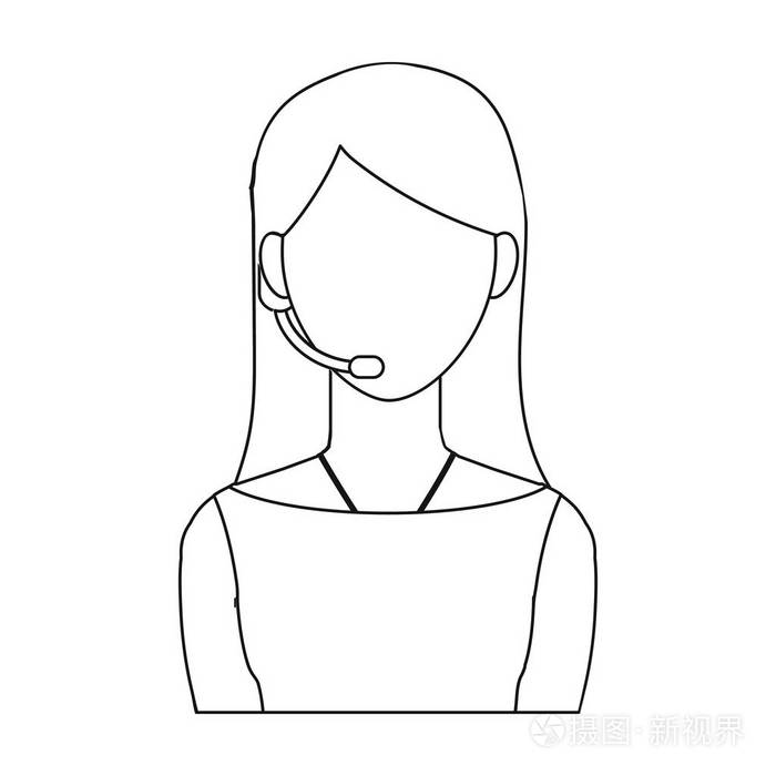 插画 主持人在白色背景上孤立的大纲样式图标.