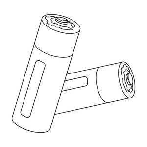 白色背景上孤立的大纲样式中使用电池图标.